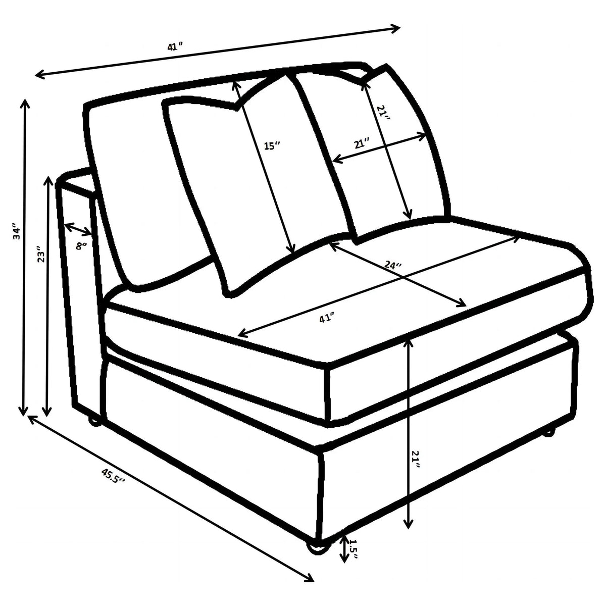 Cassidy - Upholstered Armless Chair Furniture Max