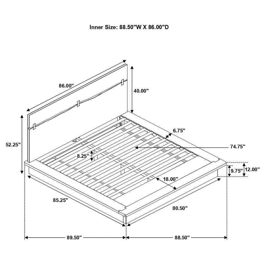 Winslow - Wood Panel Bed CoasterElevations