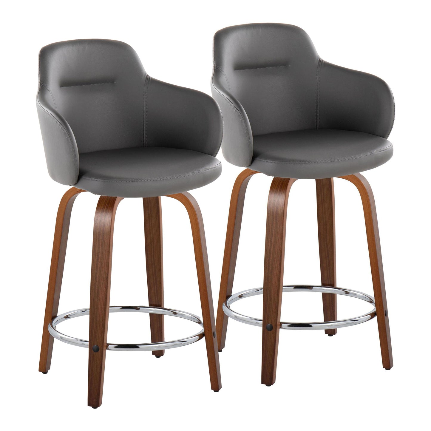 Boyne - Contemporary Fixed Height Counter Stool With Swivel With Round Footrest (Set of 2) Lumi Source