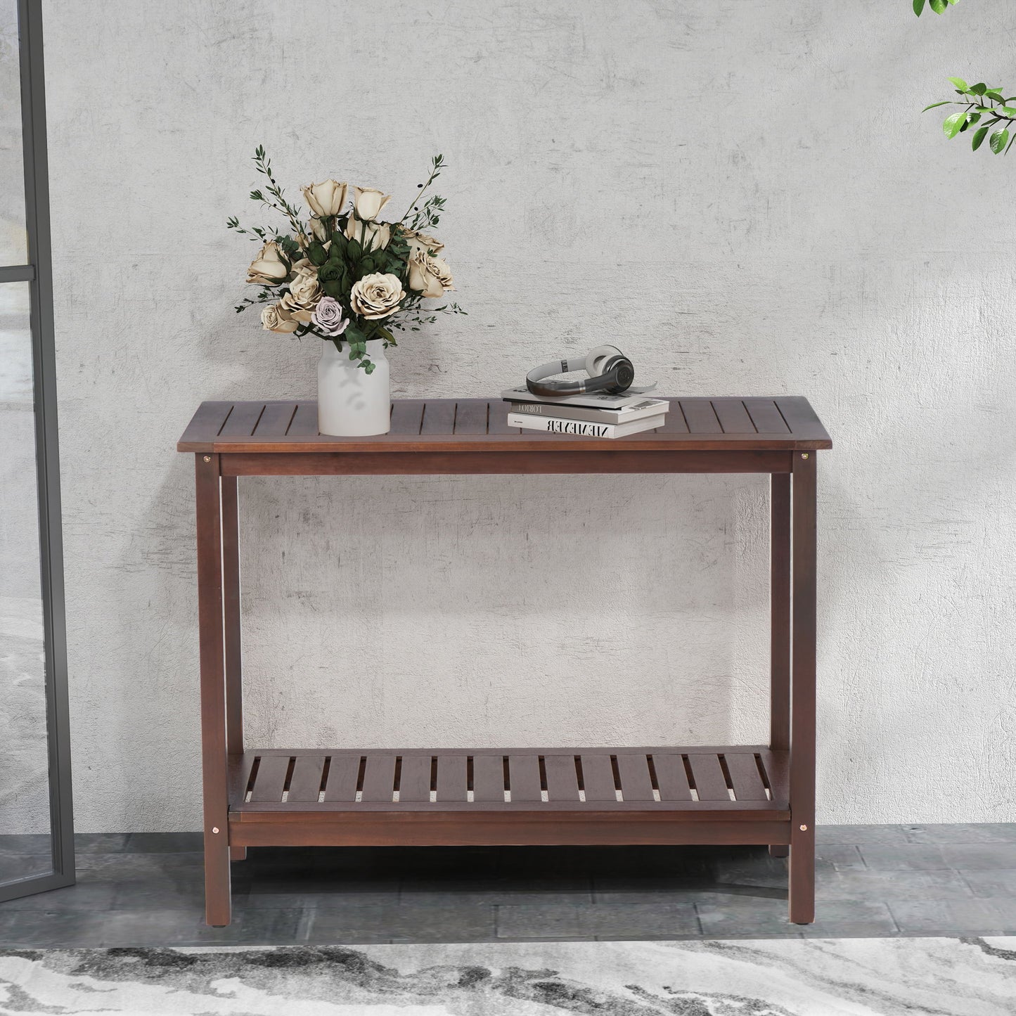 Workstation For Garden Balcony Garage, Acacia Console Potting Table Daily Nest