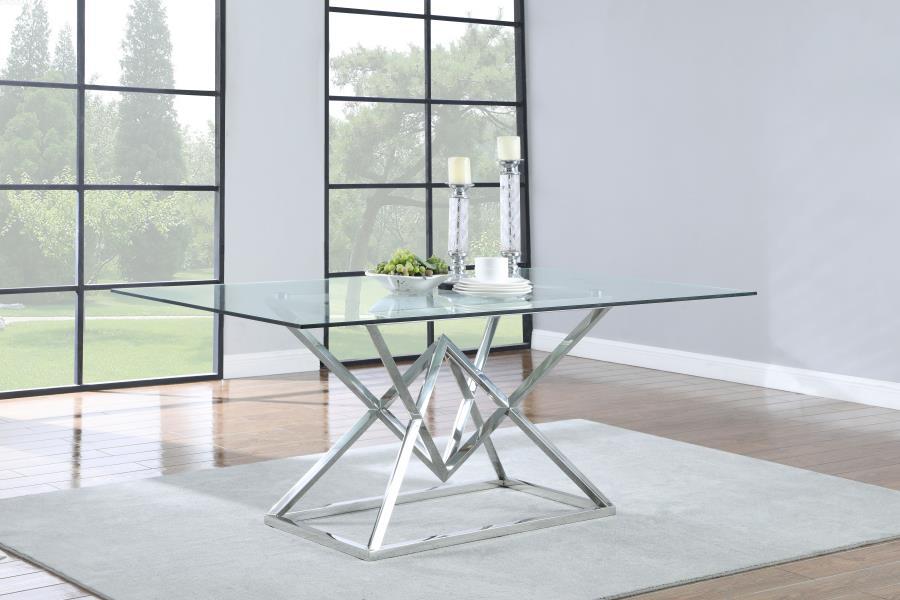 Beaufort - Rectangular Glass Top Dining Table - Chrome CoasterEssence