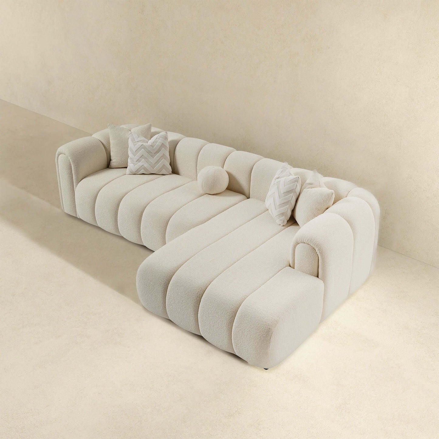 Beatrice - Modern Tufted Right Sectional Sofa - Ivory Ashcroft Furniture