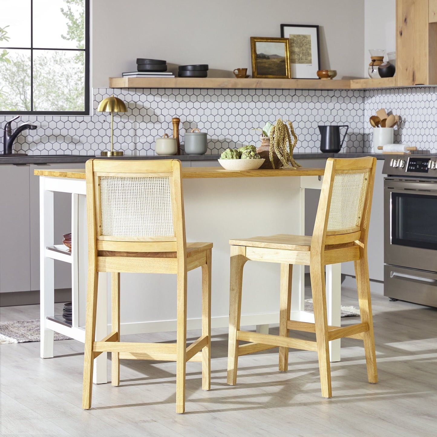 Transitional Counter Stool (Set of 2) - Natural Walker Edison