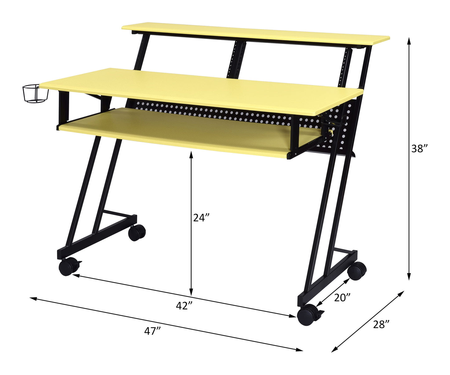 Suitor - Music Recording Studio Desk - Black / Yellow Acme