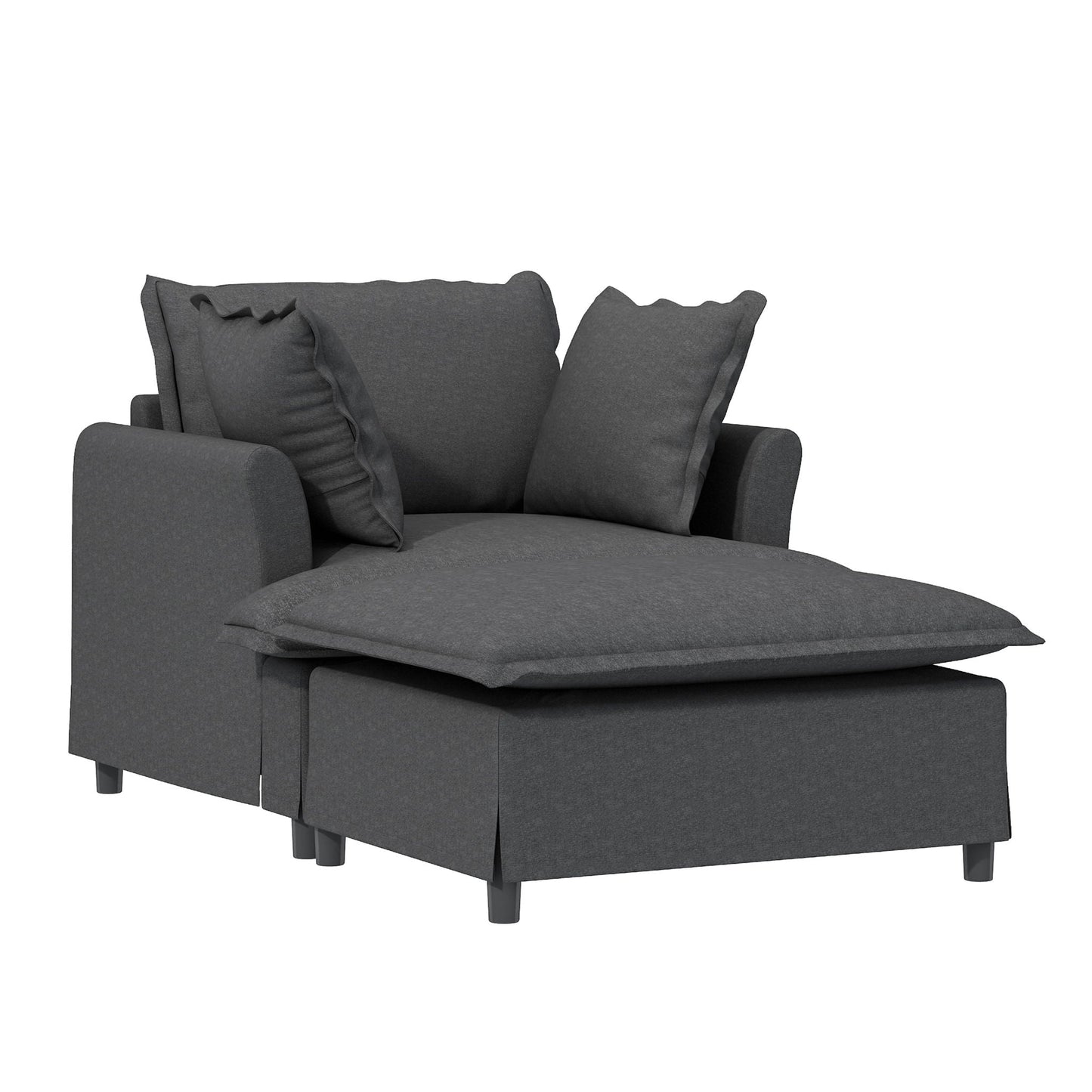 Oversized Chaise Lounge Indoor Single Sofa Bed With Wide Seat, Upholstered Lazy Sleeper Armchair With Movable Ottoman Reading Couch Set Luxe & Co.