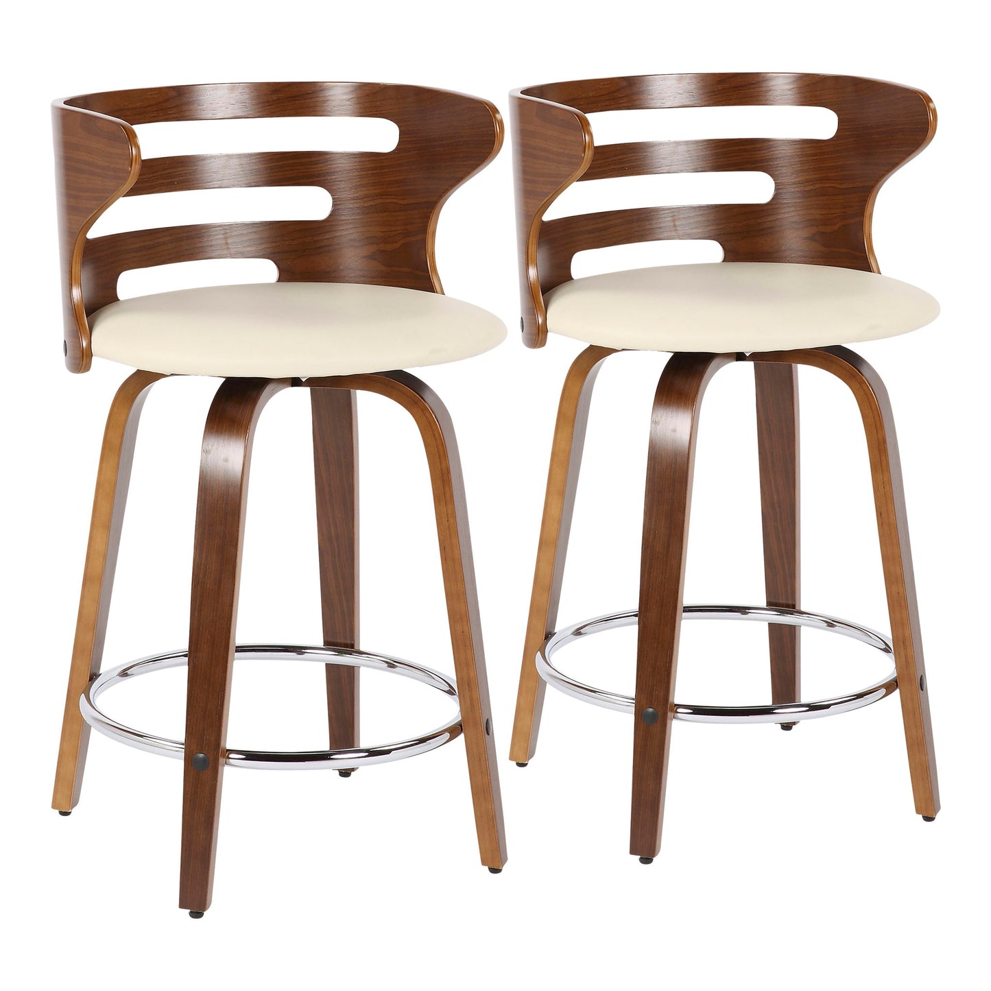 Cosini - Mid Century Modern Fixed Height Counter Stool With Footrest With Swivel (Set of 2) Lumi Source
