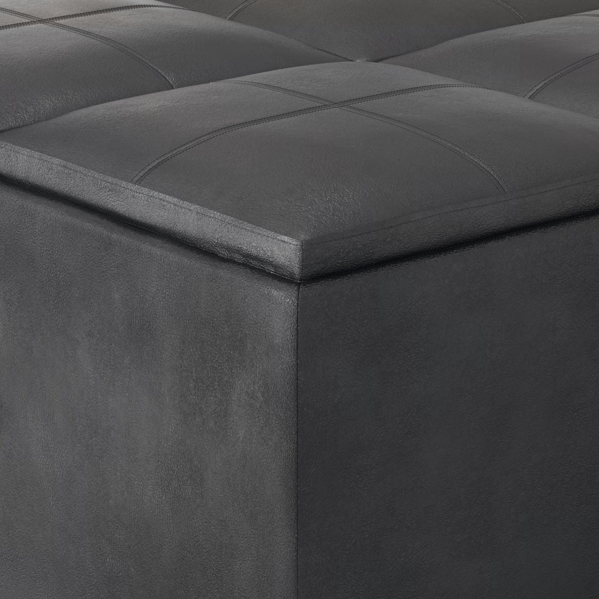 Avalon - Upholstered Square Coffee Table Storage Ottoman Simpli-Home
