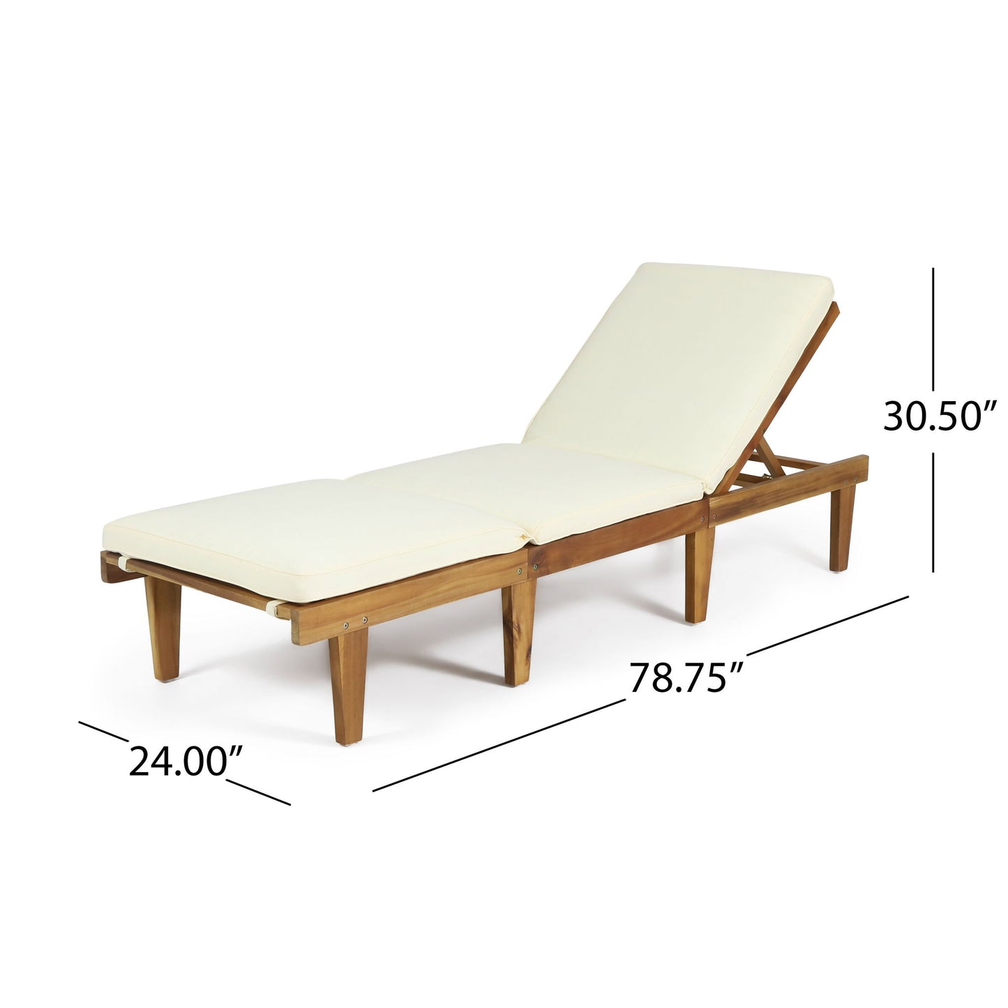 Ariana - Wood Chaise Lounge With Cushion Noble House