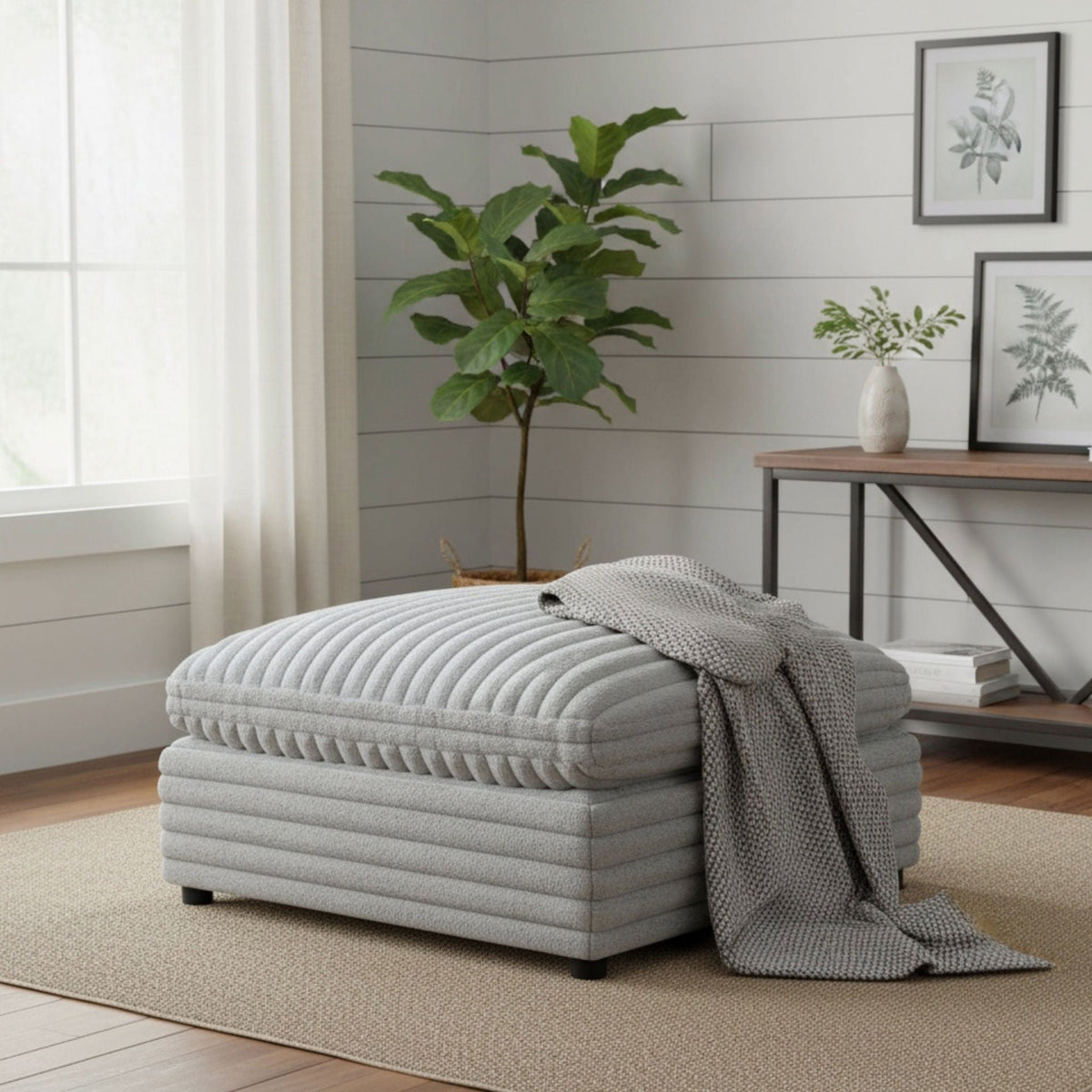 Jenny - Square Ottoman - Gray Ridgecrest Home