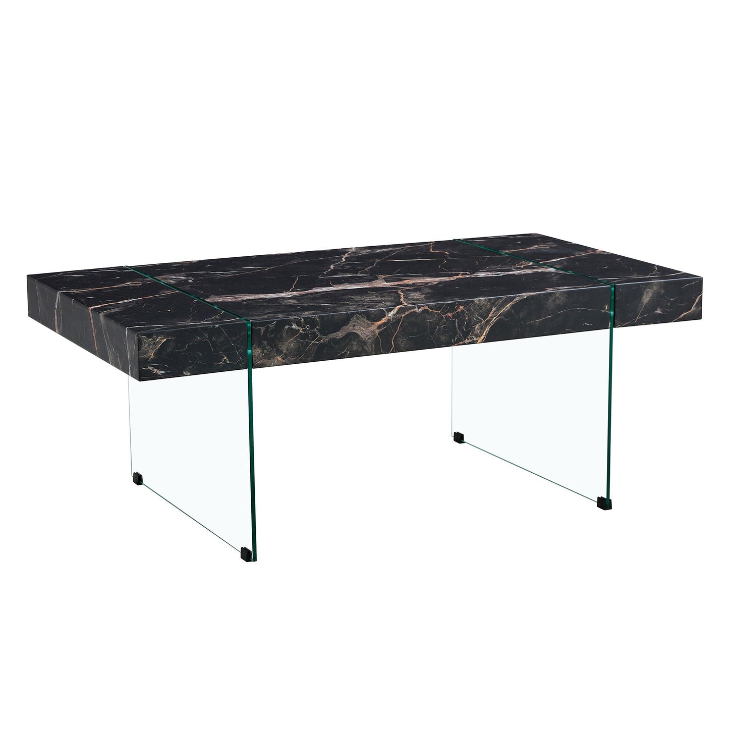 Modern Marble Patterned Coffee Table With Tempered Glass Legs Home Essentials