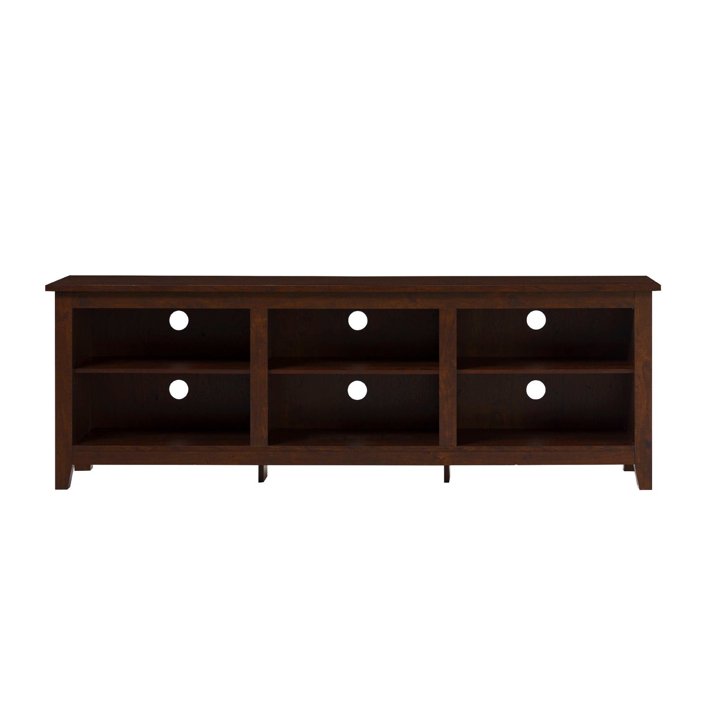 Modern Transitional 3 Shelf Open Storage 70" TV Stand For 80" TVs - Brown Walker Edison