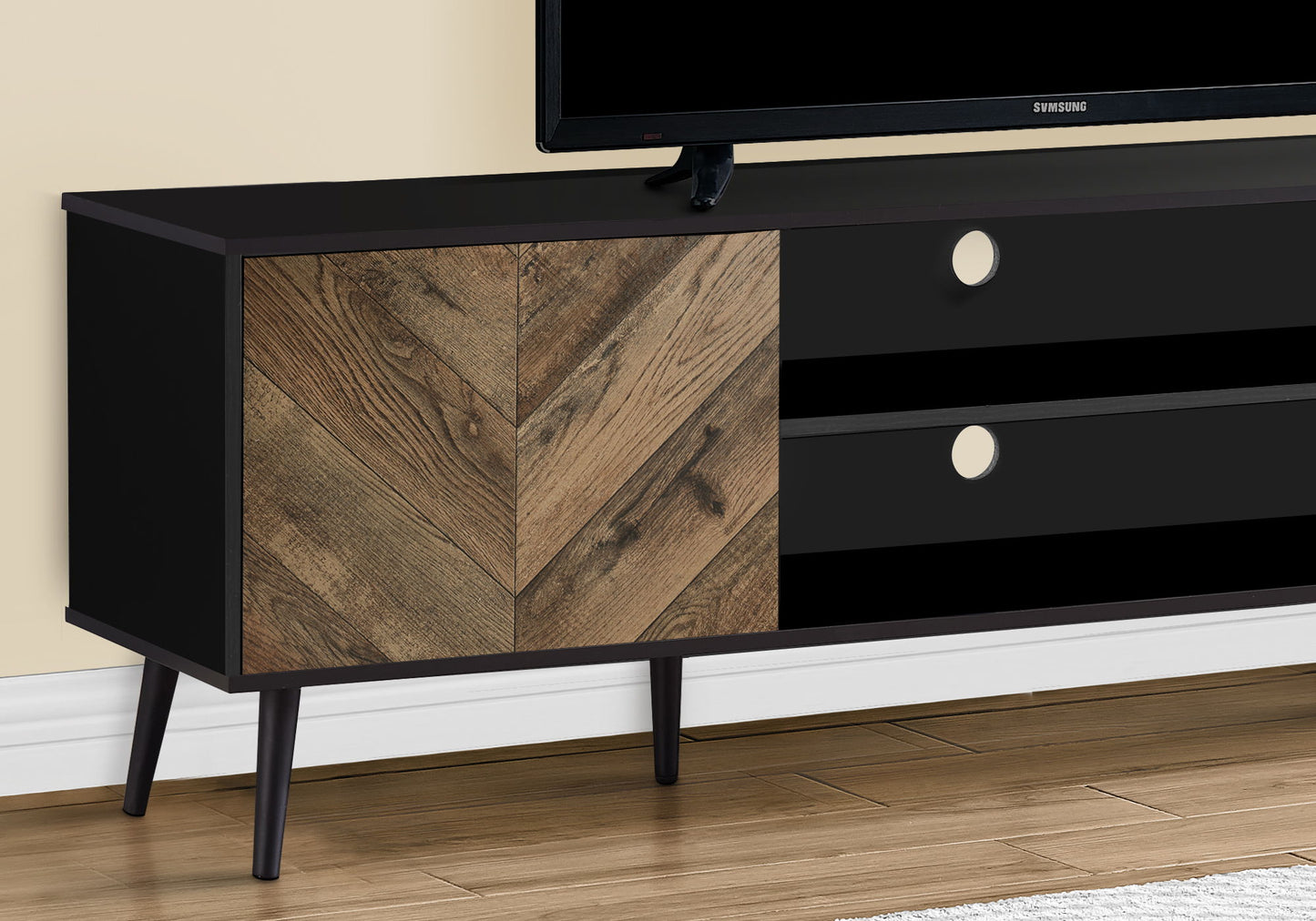 TV Stand, Console, Media Entertainment Center, Storage Cabinet, Modern Design - Black 8th Street