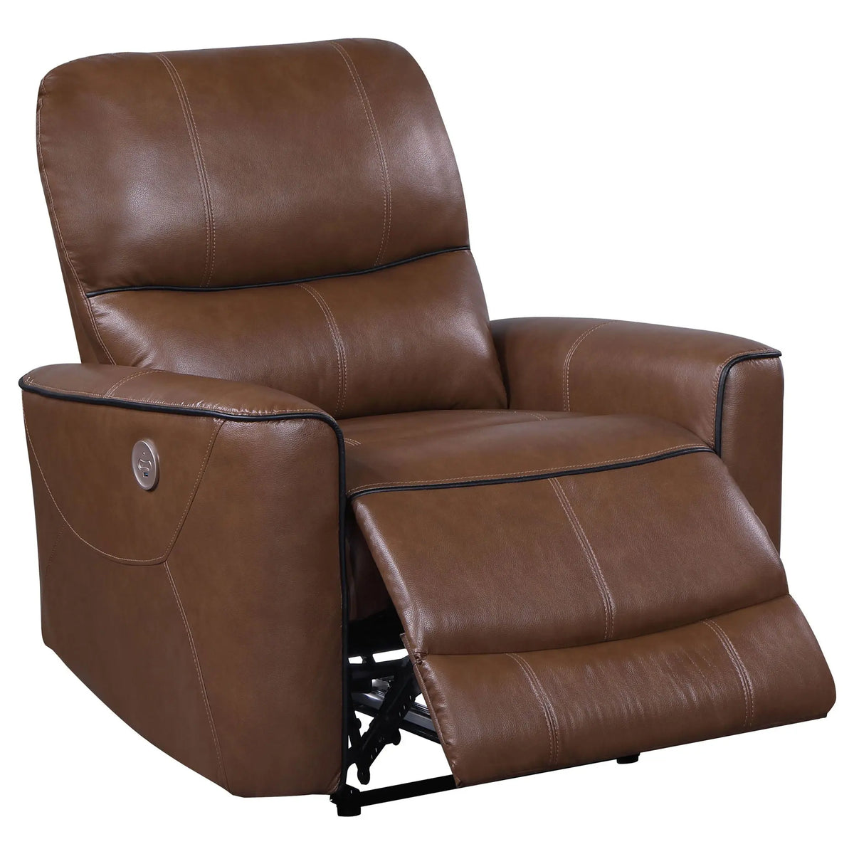 Denson - Upholstered Power Recliner Chair With USB Charging And Smooth Button Recline - Brown Furniture Max