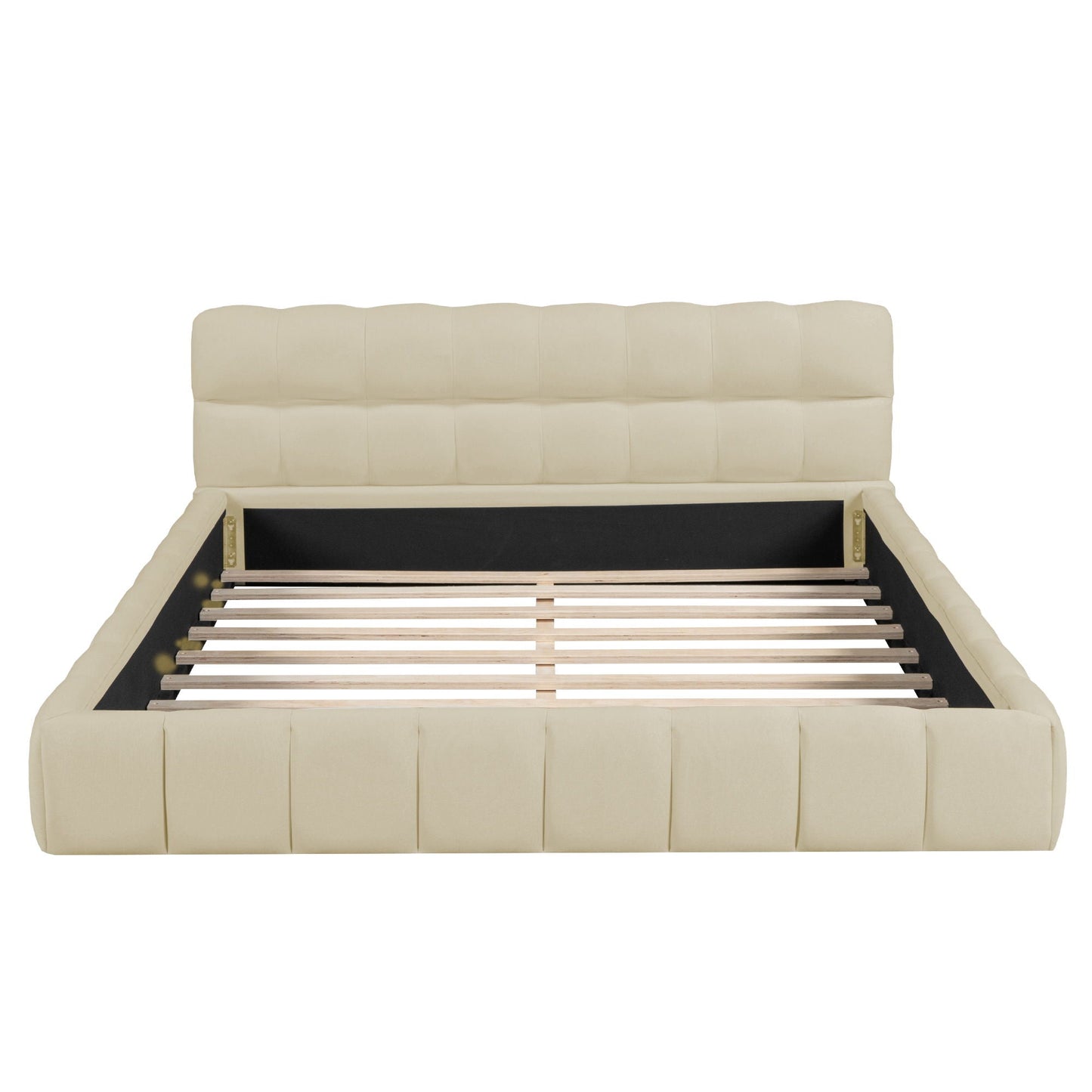 Upholstered Platform Bed With Thick, Grounded Bed With Solid Frame Halcyon Home