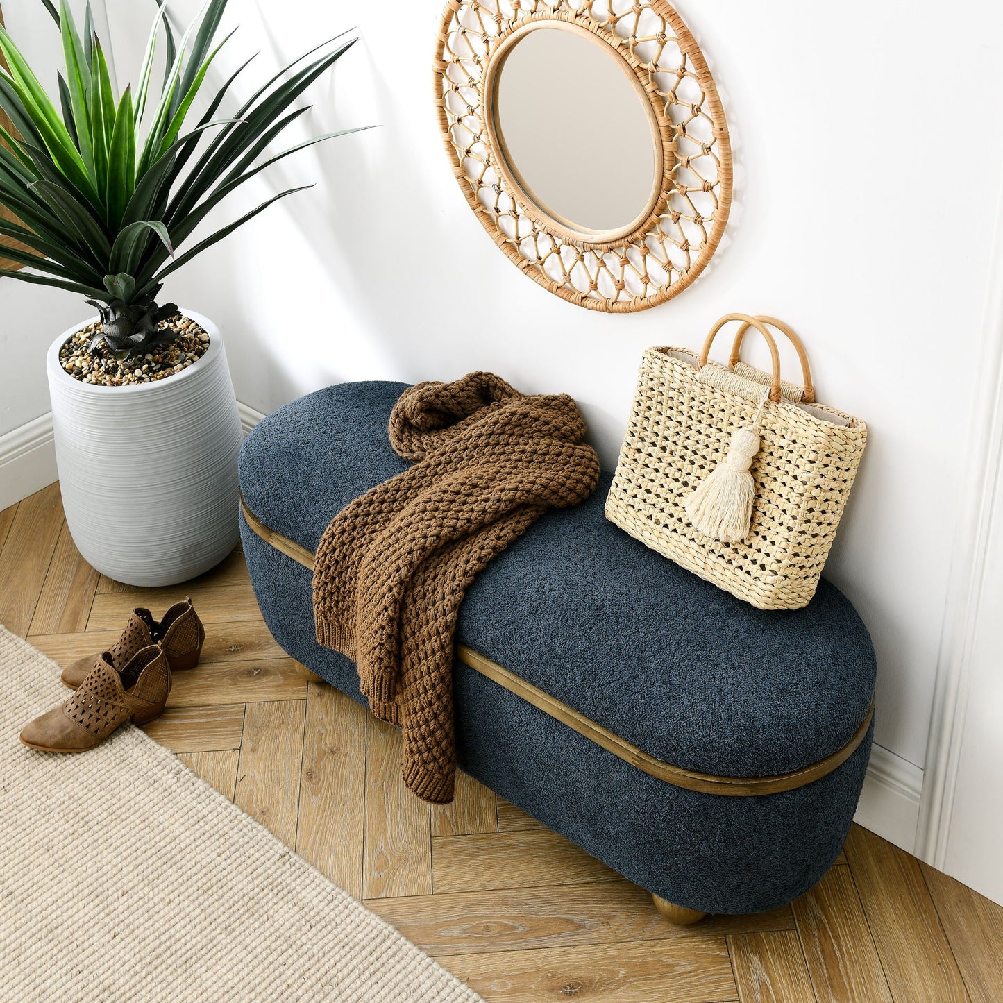 Modern Ottoman Bench Upholstered Seating With Storage Home Essentials
