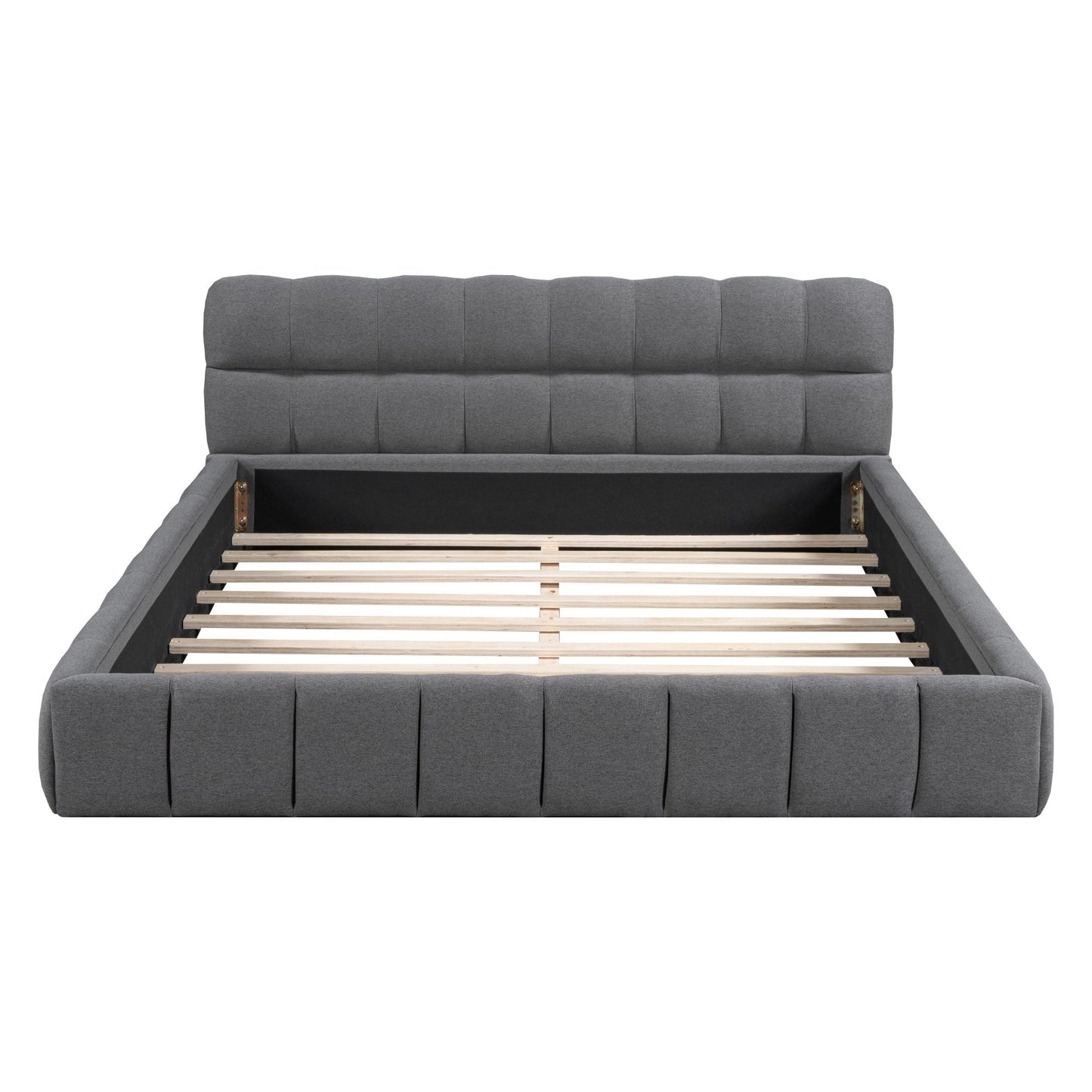 Upholstered Platform Bed With Thick, Grounded Bed With Solid Frame Halcyon Home
