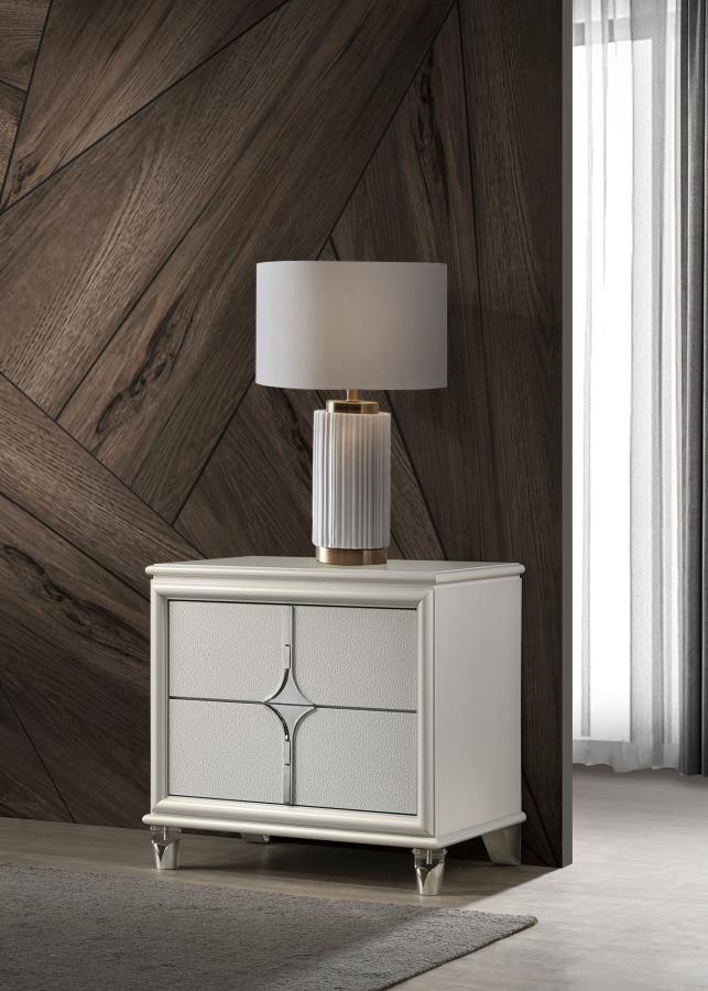 Olivia - 2-Drawer Nightstand Bedside Table - Pearl White Coaster Fine Furniture
