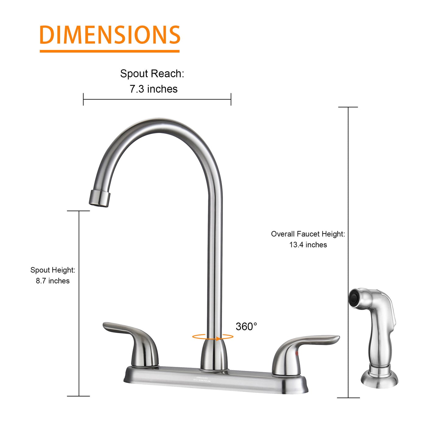 Kitchen Sink Faucet With 2 Handles And Pull Out Side Sprayer, 4 Hole Installation Daily Nest