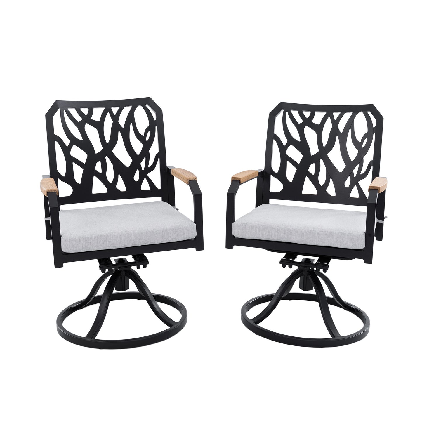 Outdoor Patio Swivel Rocker With Outdoor Grade Sunbrella Cushions, Branch Like Backrest (Set of 2) - Bourbon Brown Life Outside