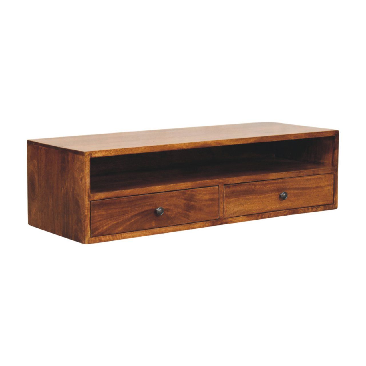 Lunar - 2 Drawer Wall Mounted Media Unit - Brown Artisan Furniture
