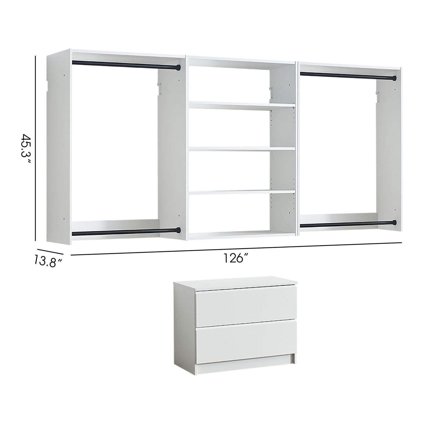 Devi - Wall Mounted Wood Closet System With Modular Units Home Essentials