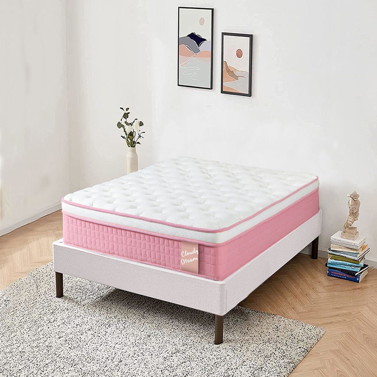 12" Hybrid Mattress With Individual Pocket Spring, Comortable Memory Foam Home Essentials