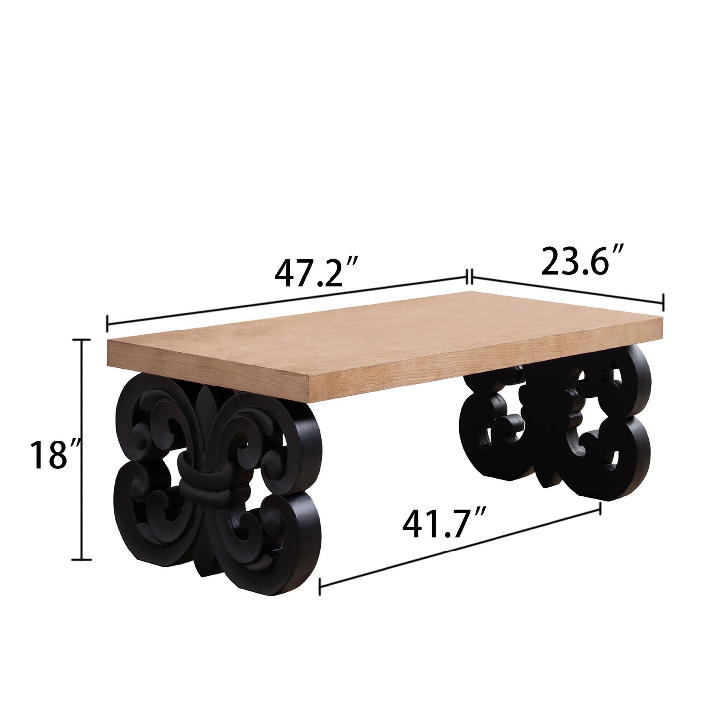 Ornate Scroll Base Coffee Table Home Essentials