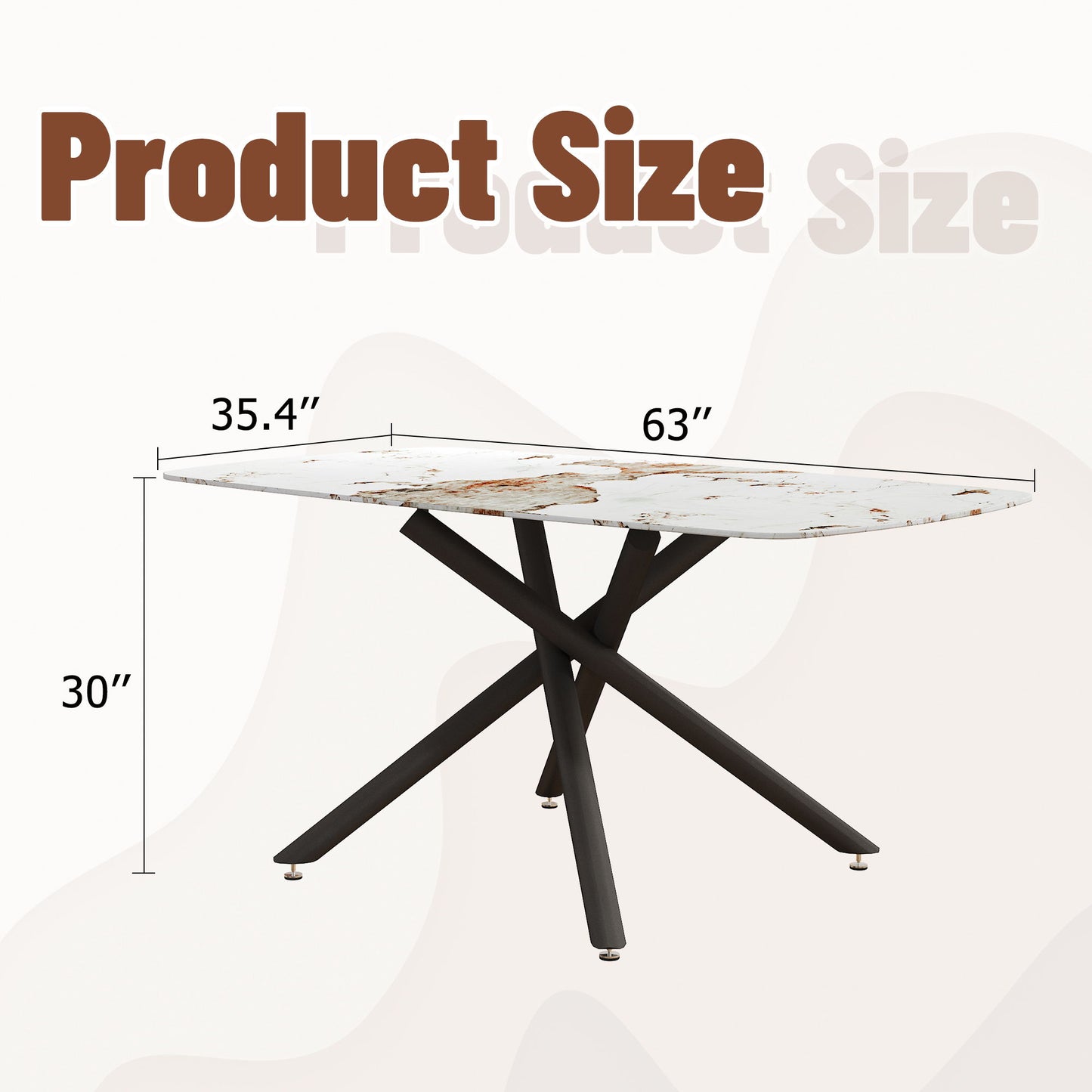 Luxurious Marble Patterned Dining Table With Metal Fork Legs Home Essentials