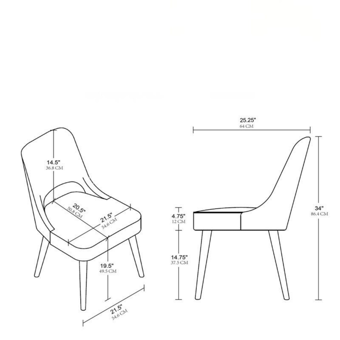 Dining Side Chair Upholstered Textured Fabric (Set of 2) - Navy JLA