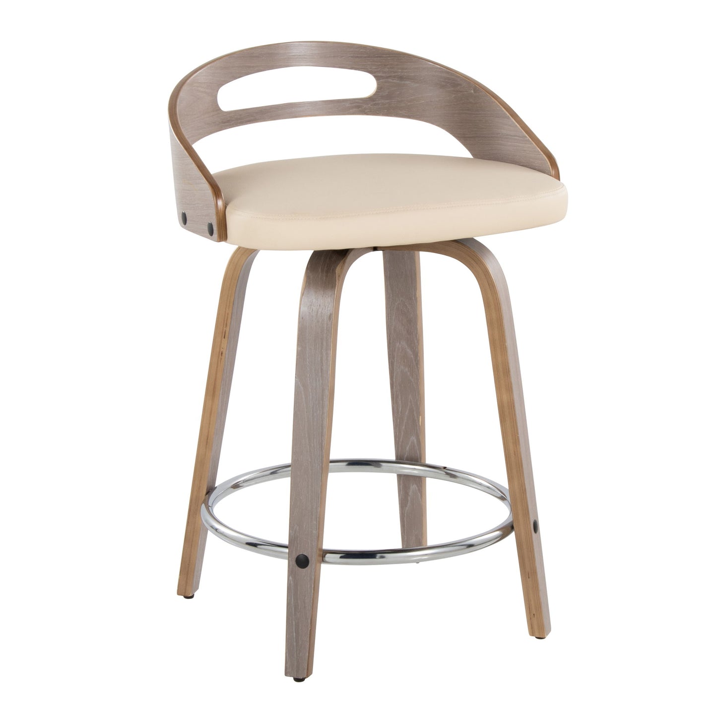 Cassis - Mid Century Modern Fixed Height Counter Stool With Swivel With Round Footrest (Set of 2) Lumi Source