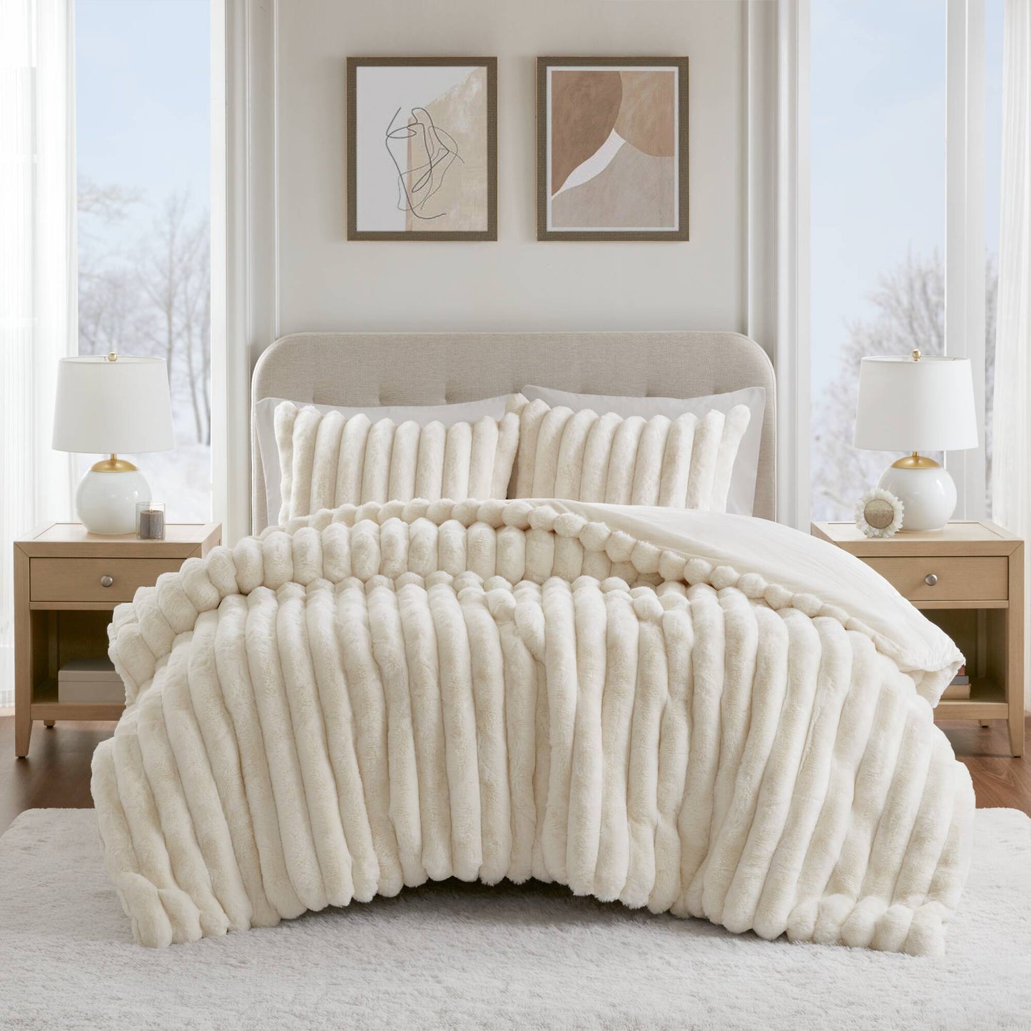 Jasmine - King Ultrasoft Ribbed Comforter Set - Ivory Madison Park