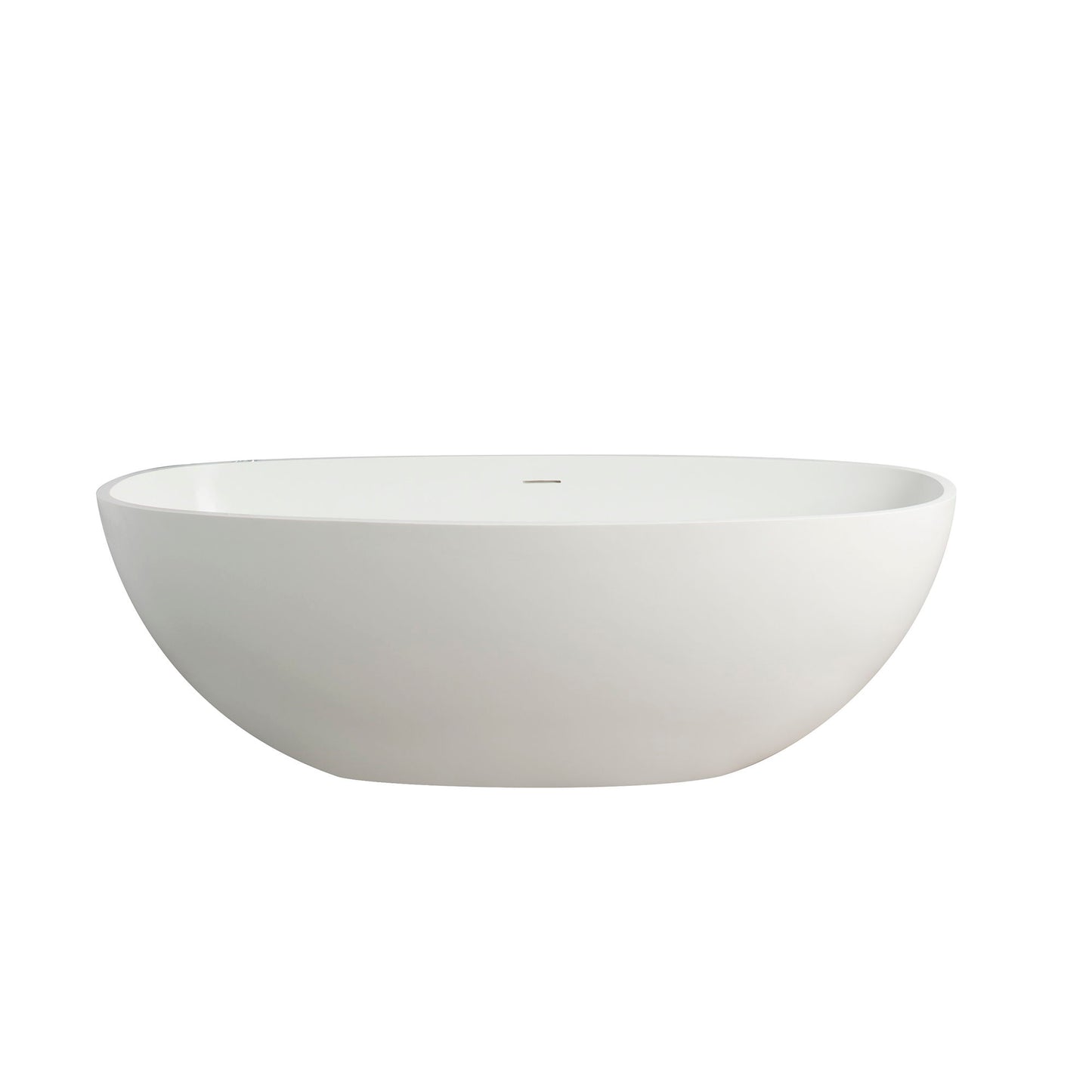 65.2" Freestanding Solid Surface Soaking Bathtub For Bathroom - Matte White Daily Nest