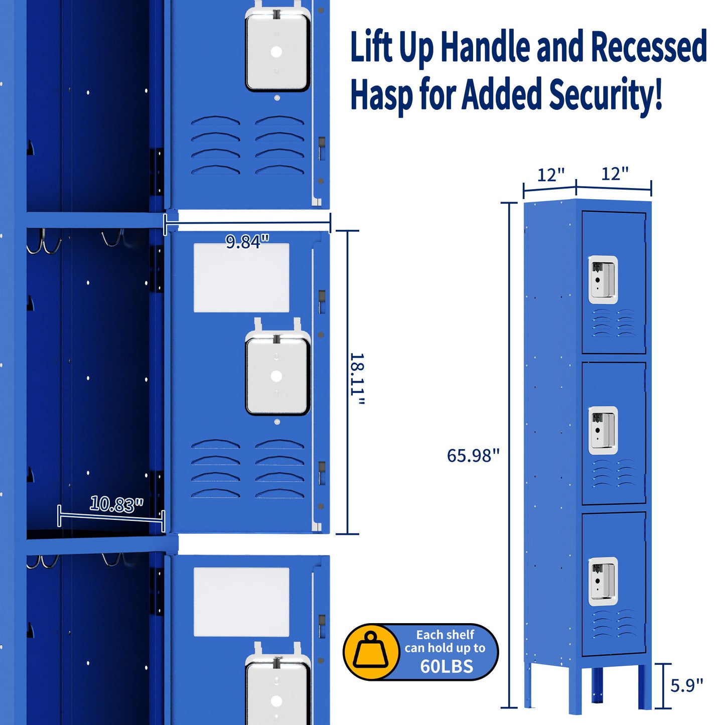 Lockers For Employees With 3 Door Storage Locker Durable For Gym, School, Office - Blue Home Essentials