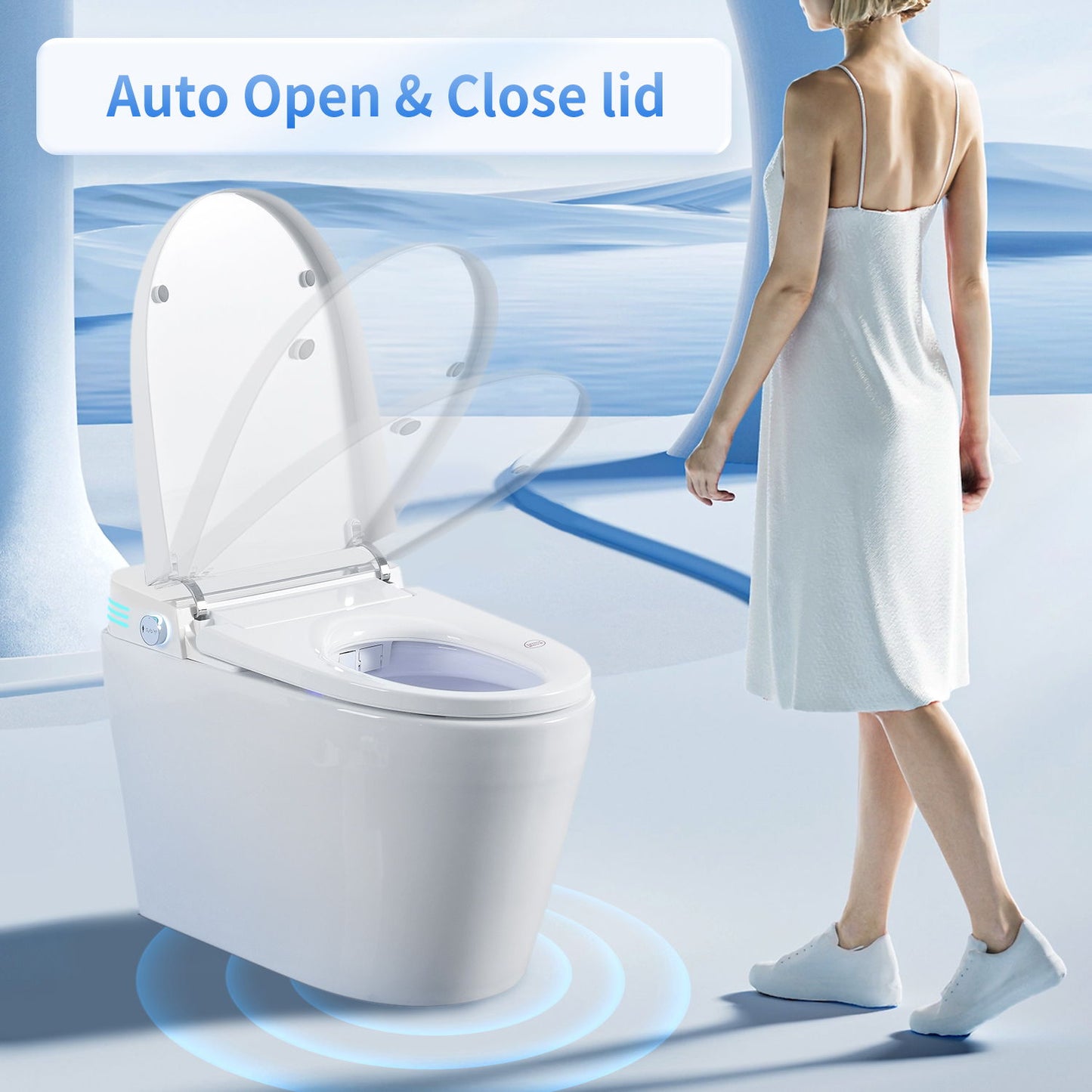 Tankless Smart Toilet With Bidet Built In, 1 Piece Bidet Toilet Seat, Auto Flush, Auto Open / Close, Heated Seat, Warm Water And Dry, Adjustable Temp, Remote Control Side Know - White Daily Nest