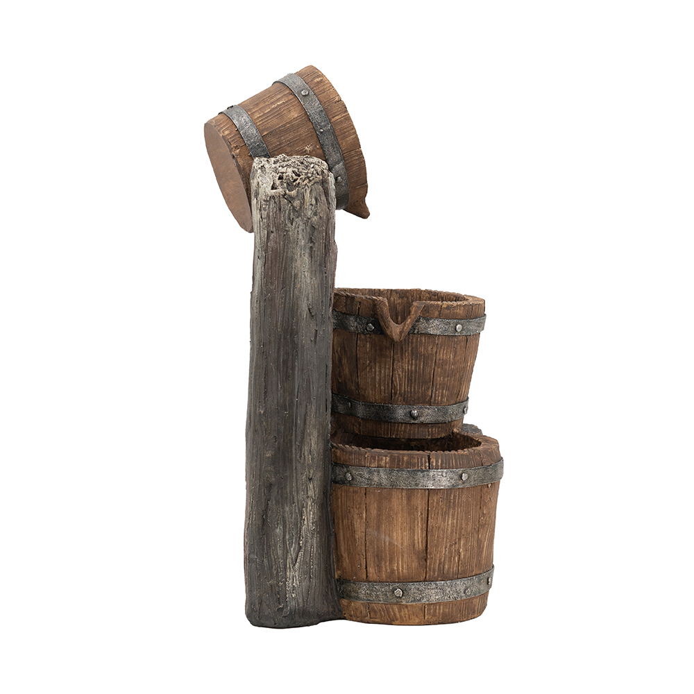 Decorative 3 Tier Bucket Fountain With Lights And Pump - Brown Daily Nest