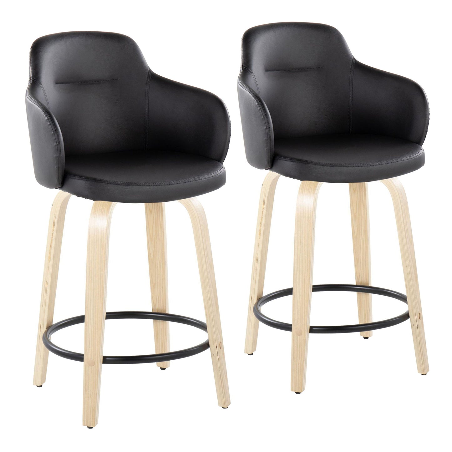 Boyne - Contemporary Fixed Height Counter Stool With Swivel (Set of 2) Round Footrest Lumi Source