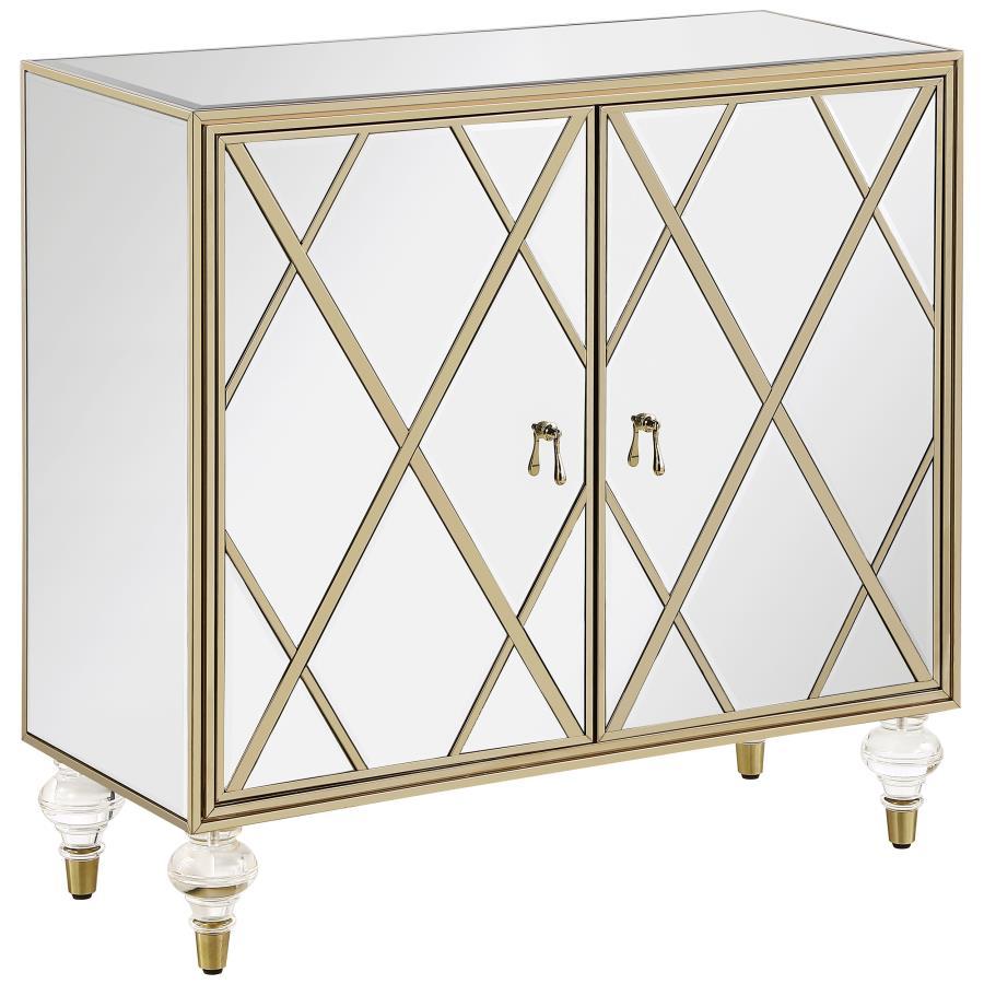 Astilbe - 2-Door Mirrored Accent Cabinet - Silver And Champagne CoasterEssence