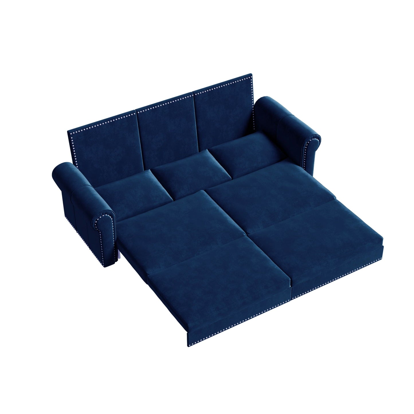 3 In 1 Convertible Sleeper Sofa With Nailhead Trim & Rolled Arm Home Essentials