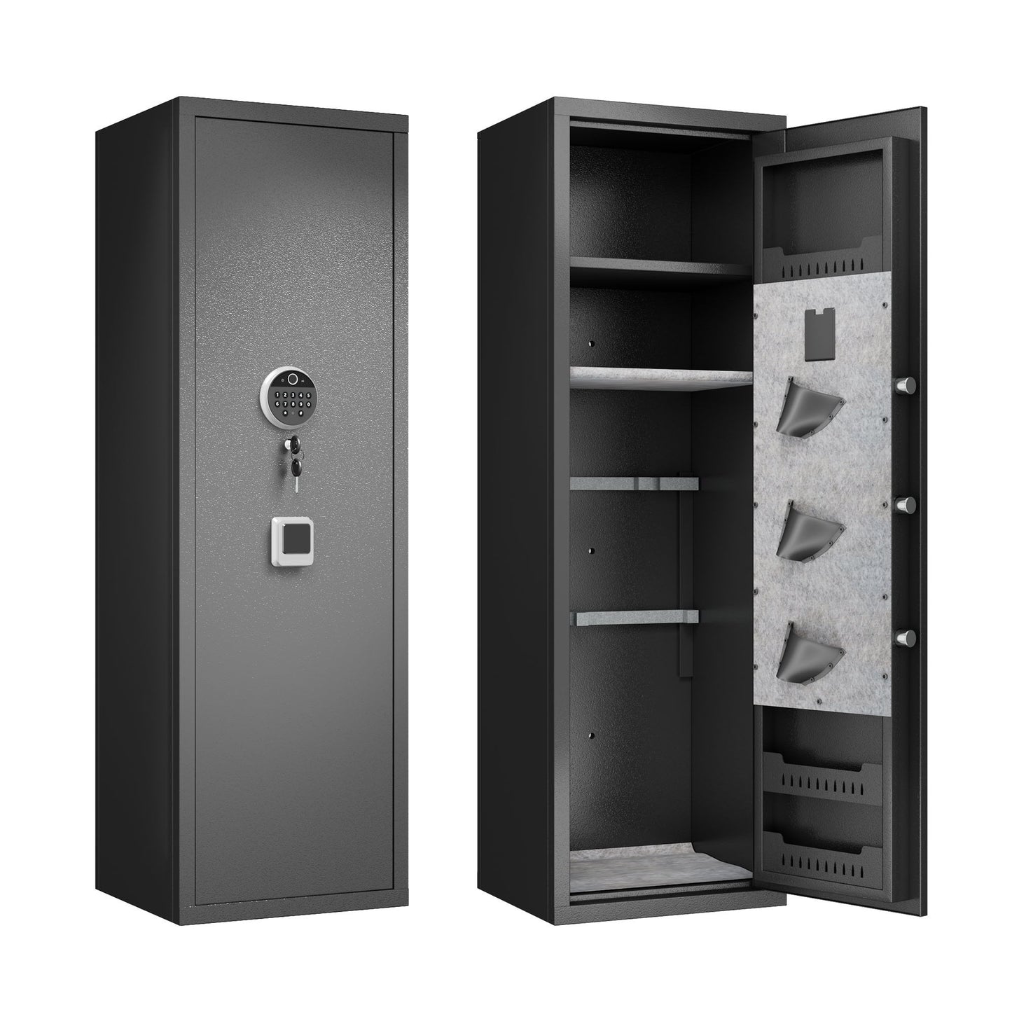 Gun Safes For Home Rifle And Pistols, Fingerprint Electronic Safe With Quick Access, Detachable Partition - Black Daily Nest