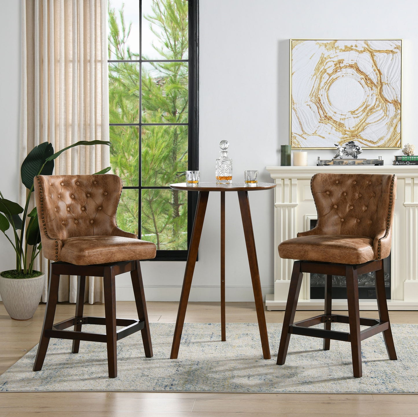 Holmes - Tufted High Back 360 Swivel Counter Height Barstool Jennifer Taylor Home