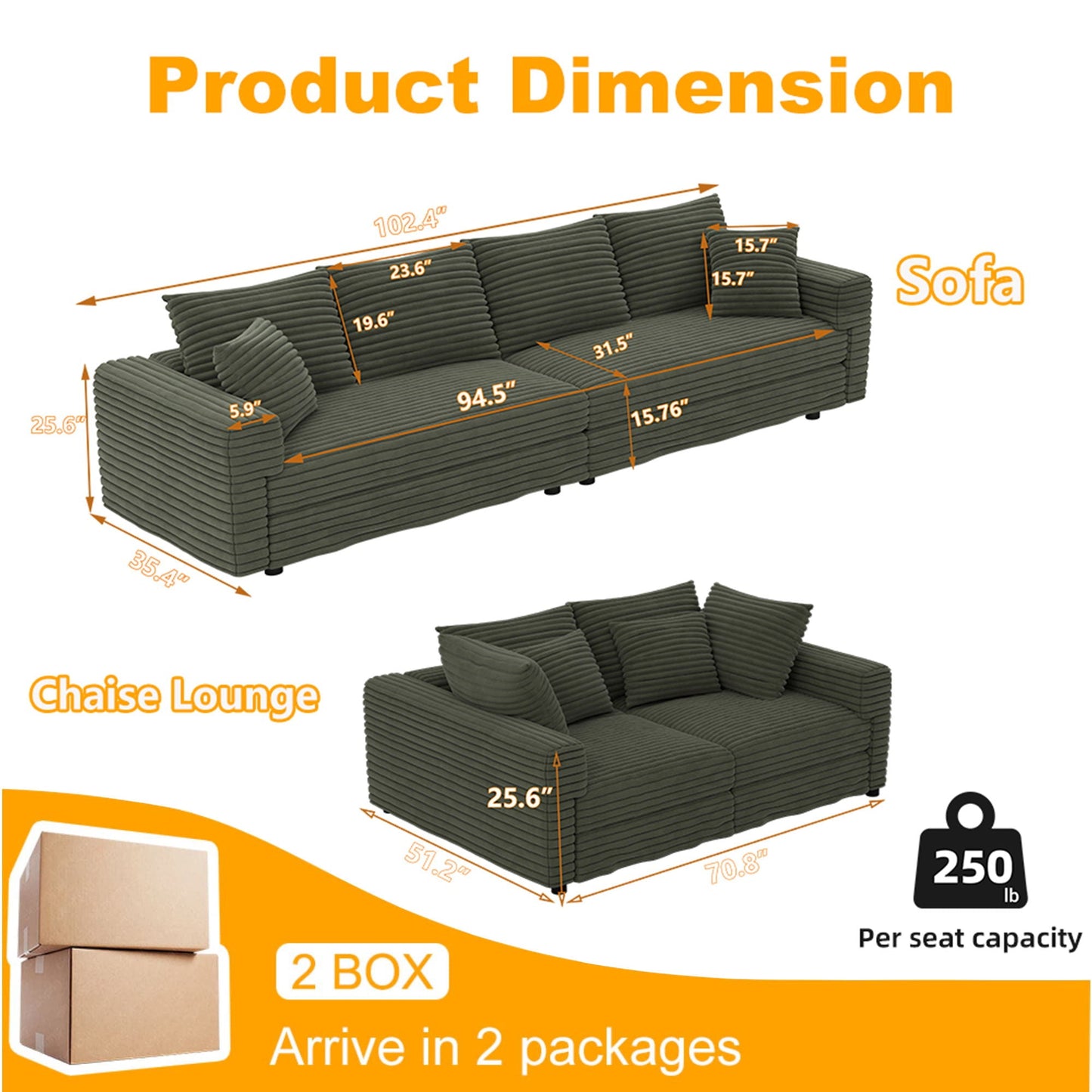 4 Seat Sofa, Deep Seat Couches With Soft Pillows Home Essentials
