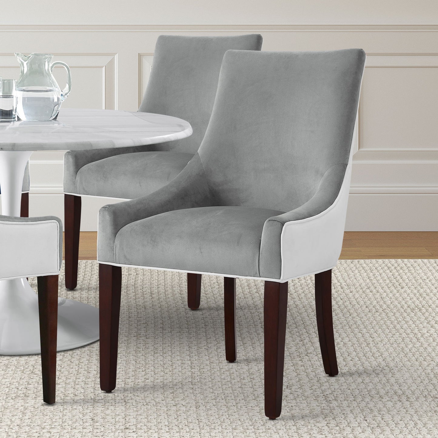 Jackson - Upholstered Dining Chair Elegant Design - Smoke / White Home Essentials