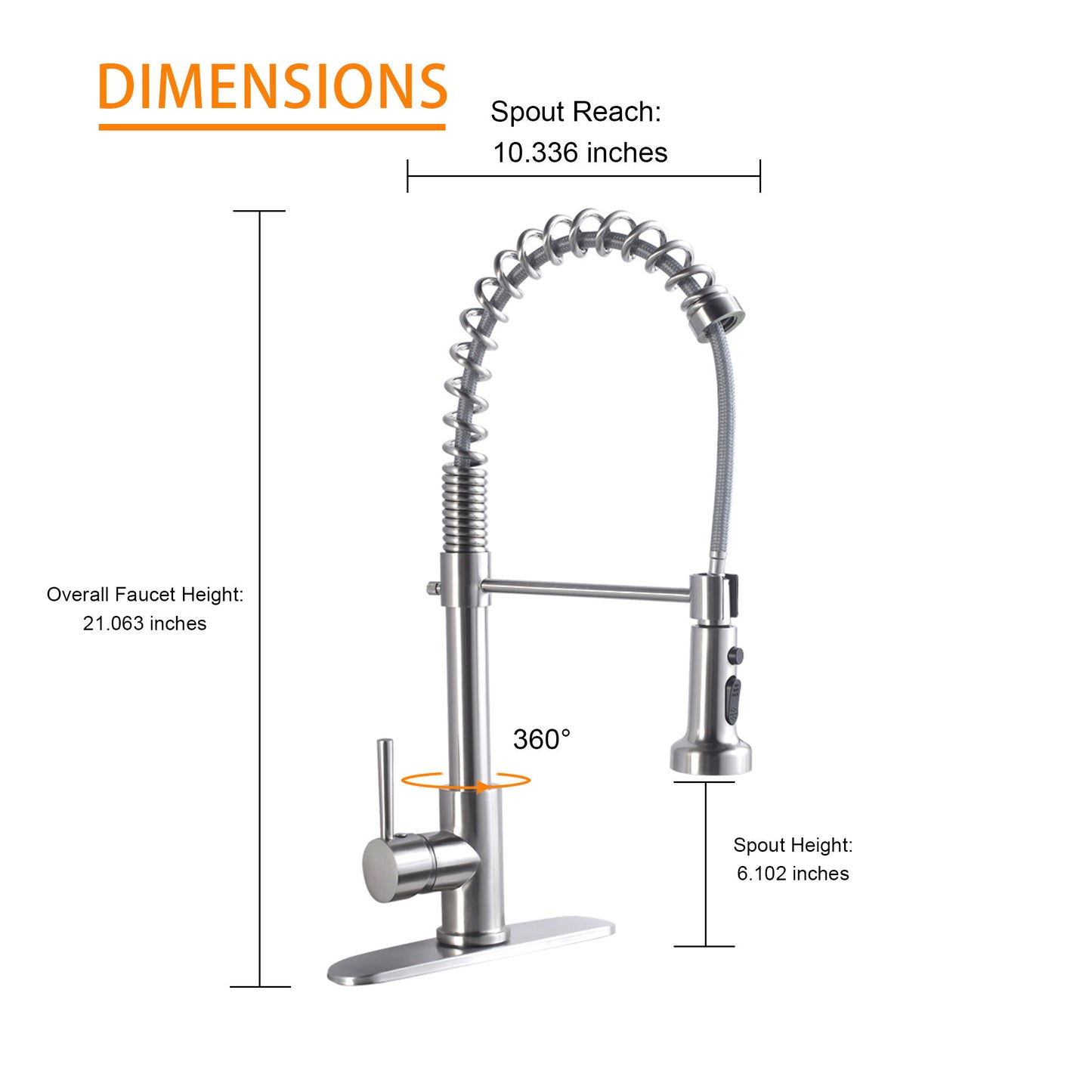 21" Commercial Kitchen Faucet With Dual Function Pull Down Sprayhead In, Stainless Steel - Brushed Nickel Daily Nest