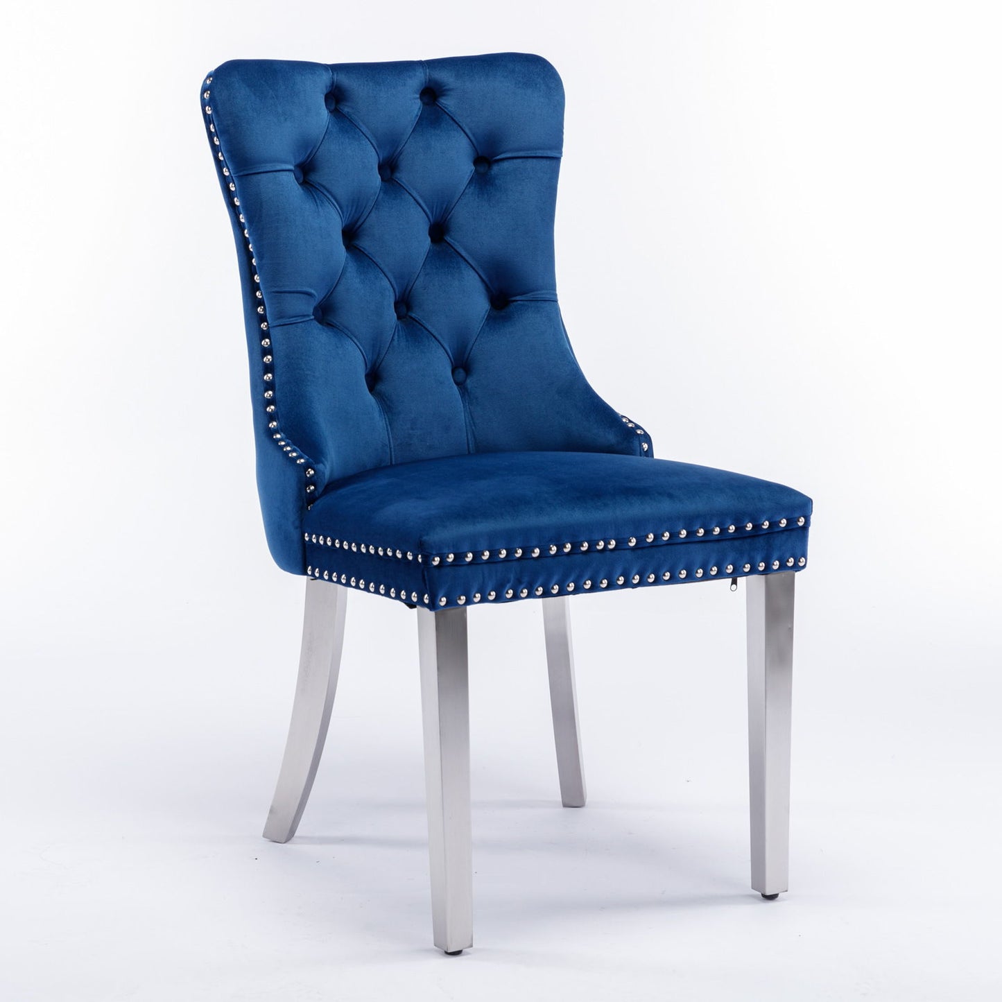 Nikki - Modern, High-End Tufted Solid Wood Contemporary Velvet Upholstered Dining Chair With Chrome Stainless Steel Plating Legs, Nailhead Trim (Set of 2) Home Essentials