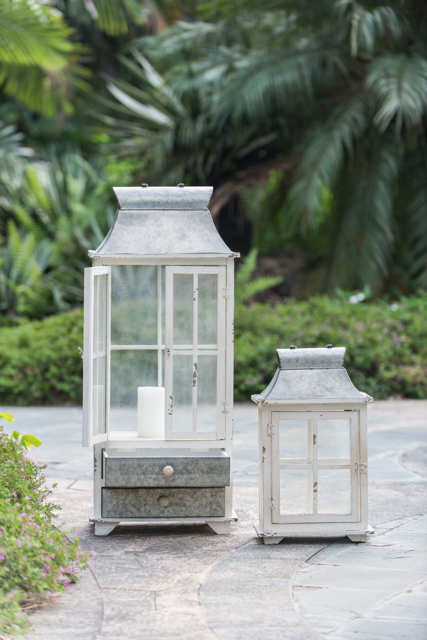 Wooden Candle Lantern Decorative, Hurricane Lantern Holder Decor For Indoor Outdoor, Home Garden Wedding - Ivory Daily Nest