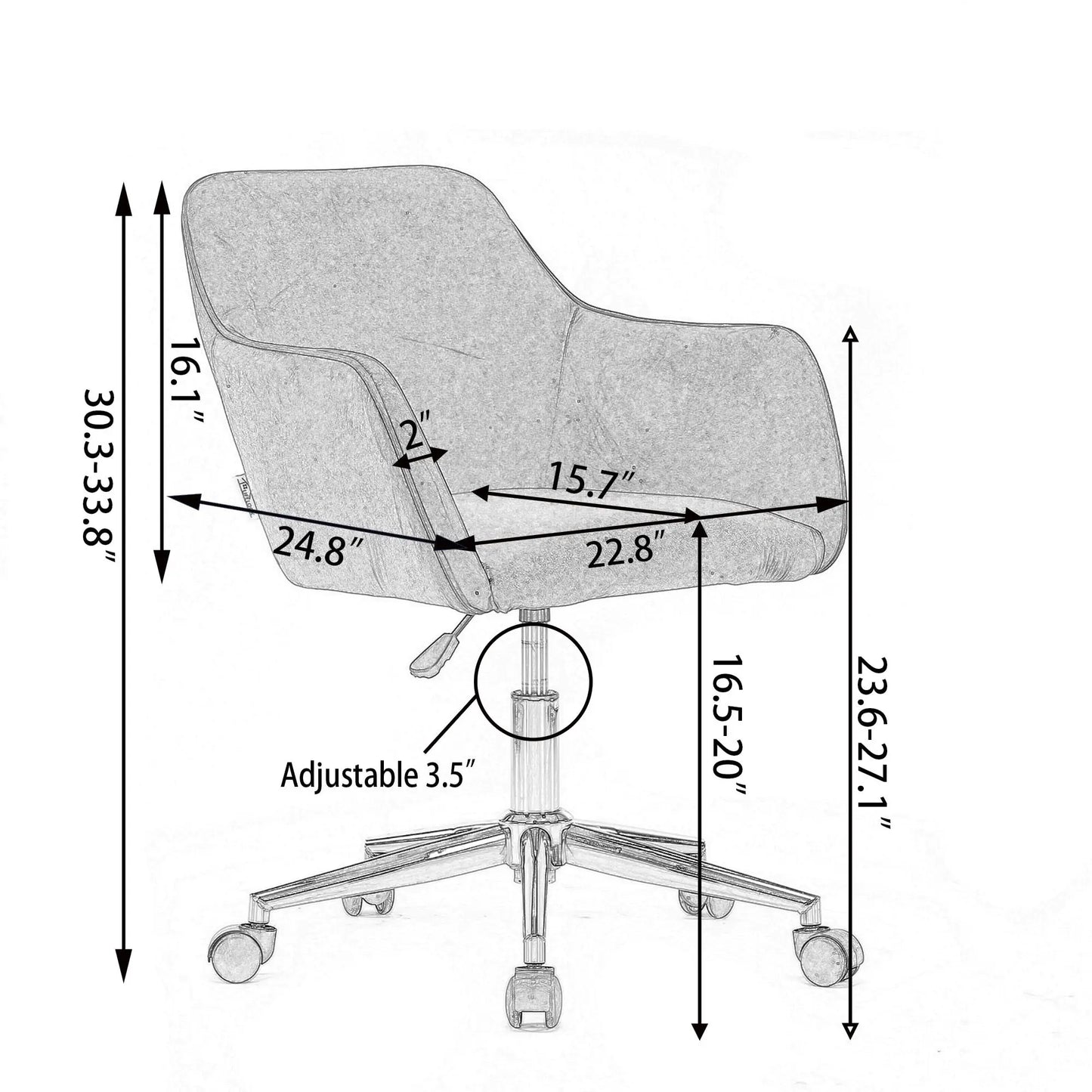 Modern Adjustable Height 360 Revolving Home Office Chair With Metal Legs And Universal Wheel For Indoor Home Essentials