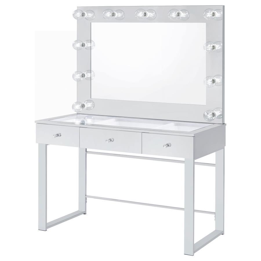 Umbridge - 3-Drawer Vanity Set With Lighting - Chrome And White CoasterEssence