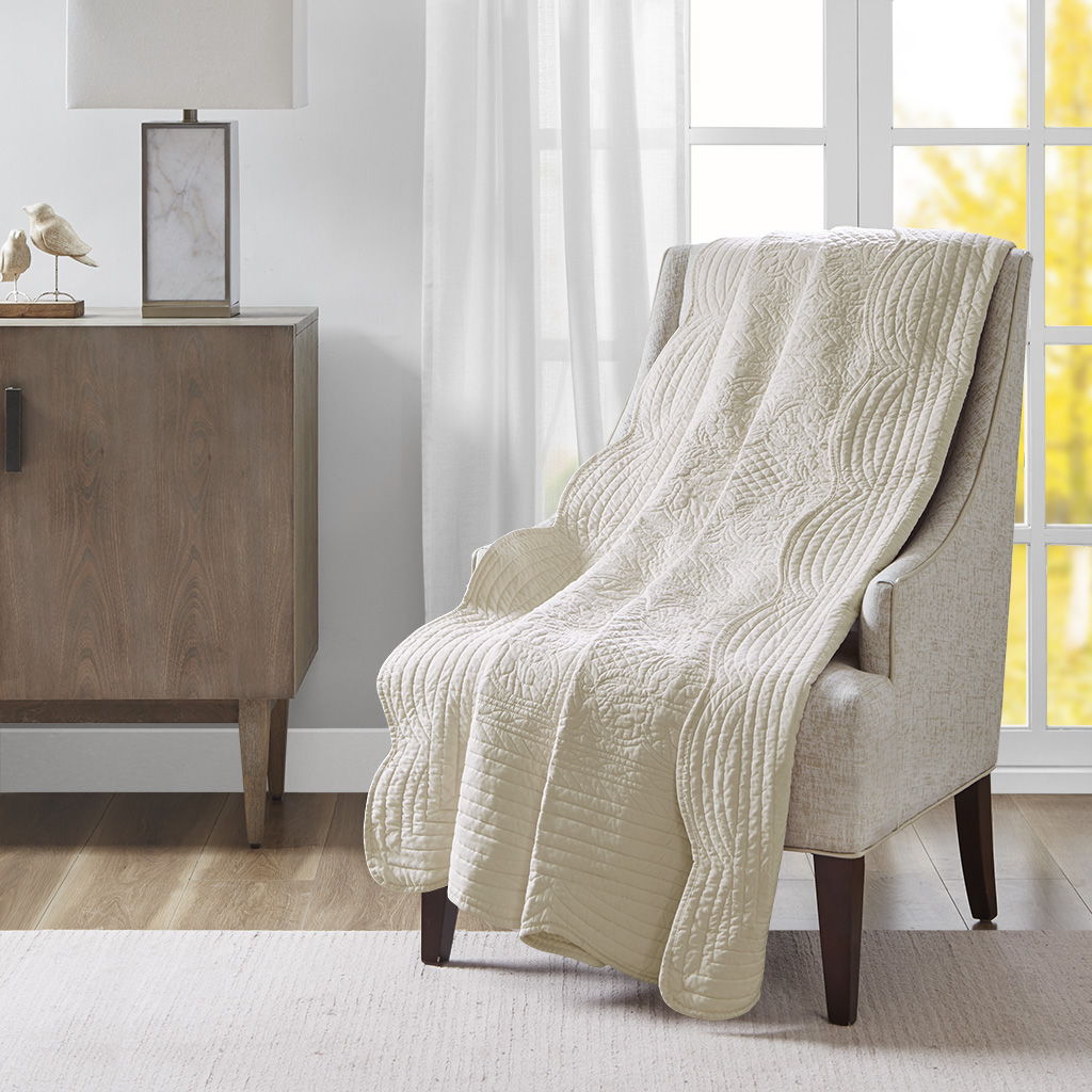 Tuscany - Oversized Quilted Throw - Cream Madison Park