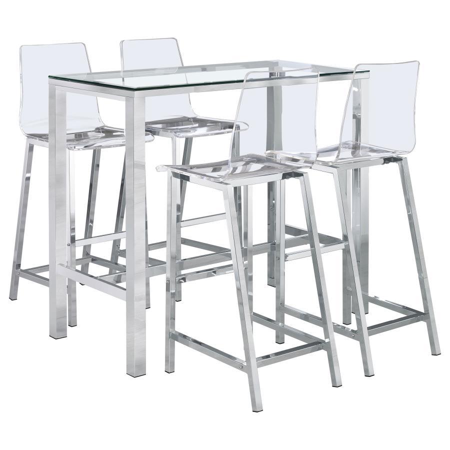 Tolbert - 5 Piece Bar Set With Acrylic Chairs - Clear And Chrome Coaster Fine Furniture