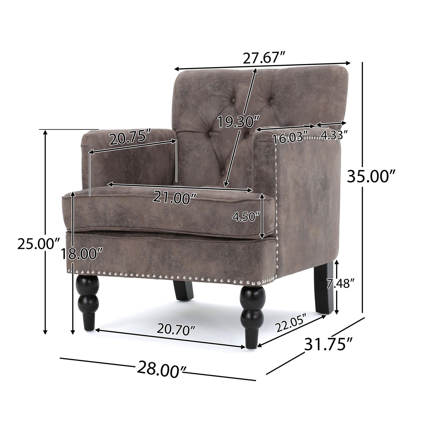 Vitality - Club Chair With Button Tufted Diamond Stitching And Turned Legs Noble House
